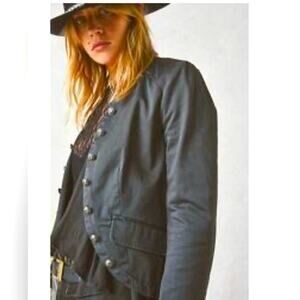 Free People Band Military Jacket, Festival, Boho, Streetwear, Urban, Grunge, S